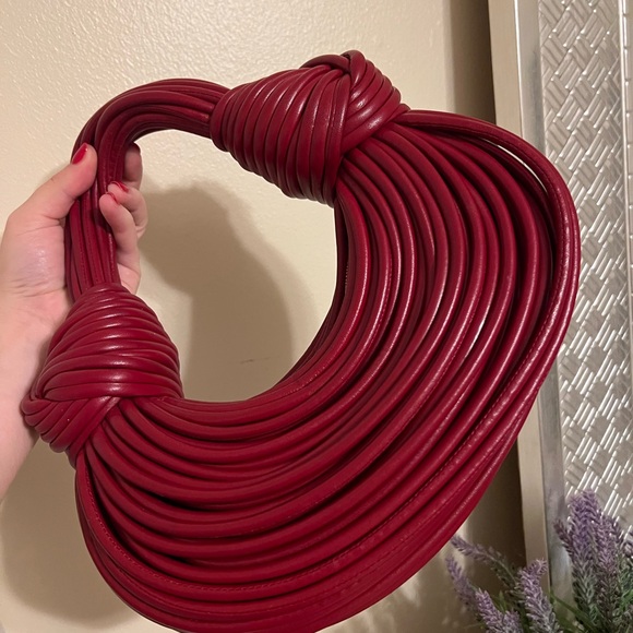 Bottega Veneta Double Knot Tote Bag In Red Tubular Spaghetti - Picture 8 of 10